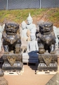 Foo Dog Guardian Lions Large Resin &  Lava Stone Garden Sculptures 60"